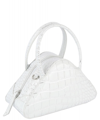 Silver Croc Triangle Satchel Bag LH120-Z WHITE